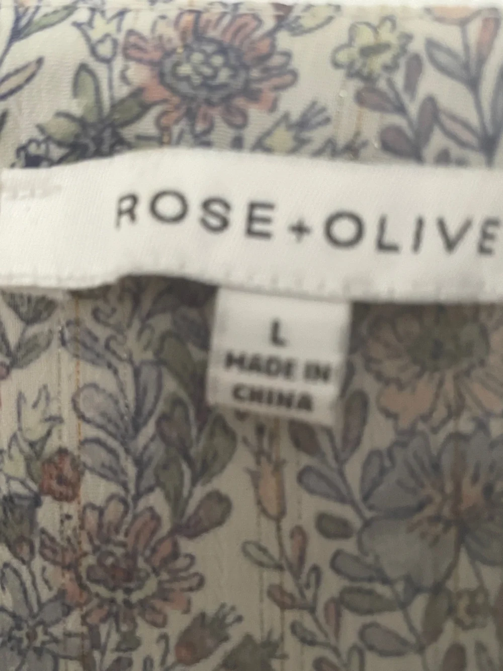 Rose & Olive Sheer Gray Floral V-Neck Button Blouse - Picture 2 of 4